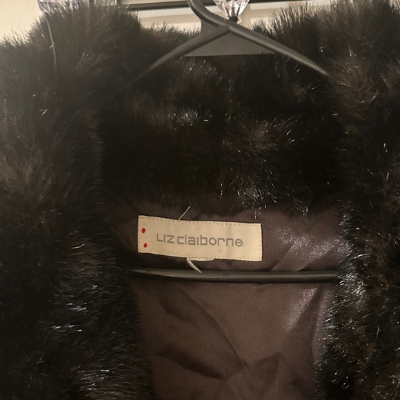 Liz Claiborne Luxurious Black Teddy Jacket - Picture 2 of 3